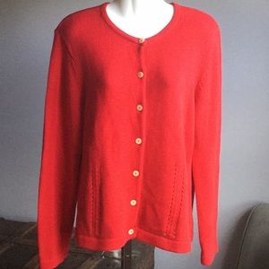 LIZ CLAIBORNE LIZ SPORT CARDIGAN SWEATER  RED  MED